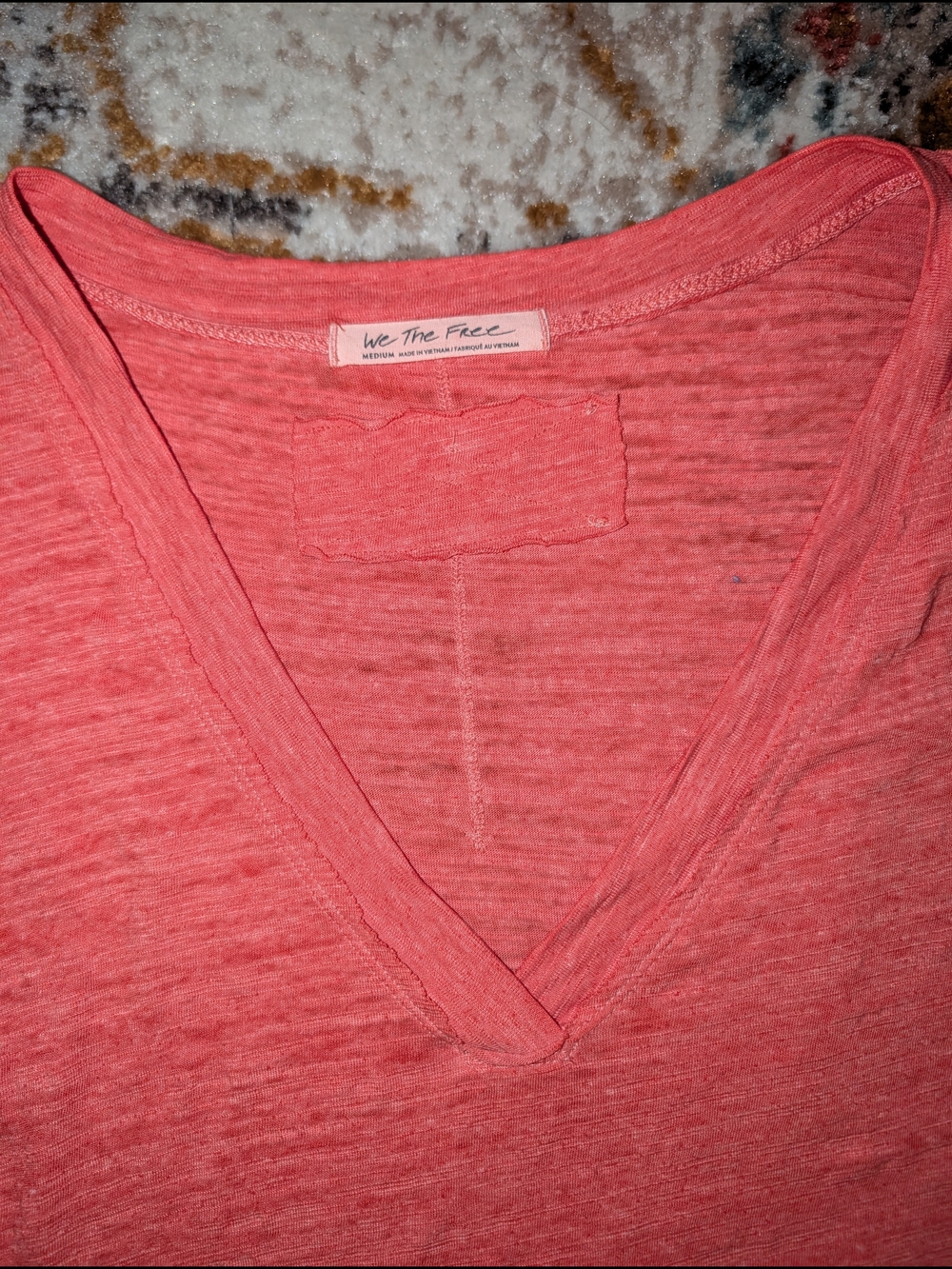 We The Free Coral V-Neck Short Sleeve Tee